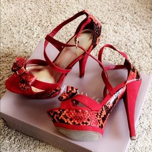 Red platform sandals